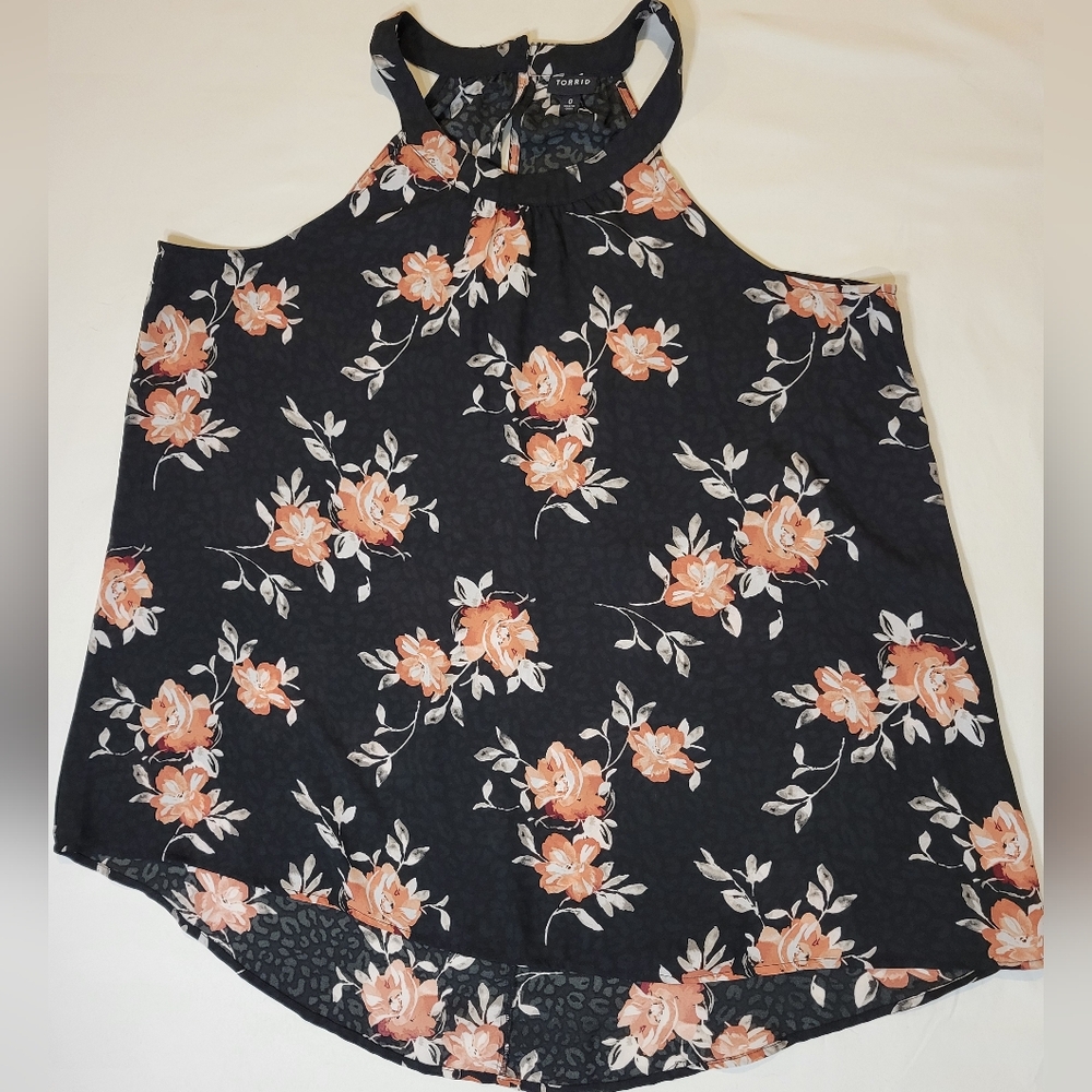 Torrid Black and Pink Floral Tank Top
